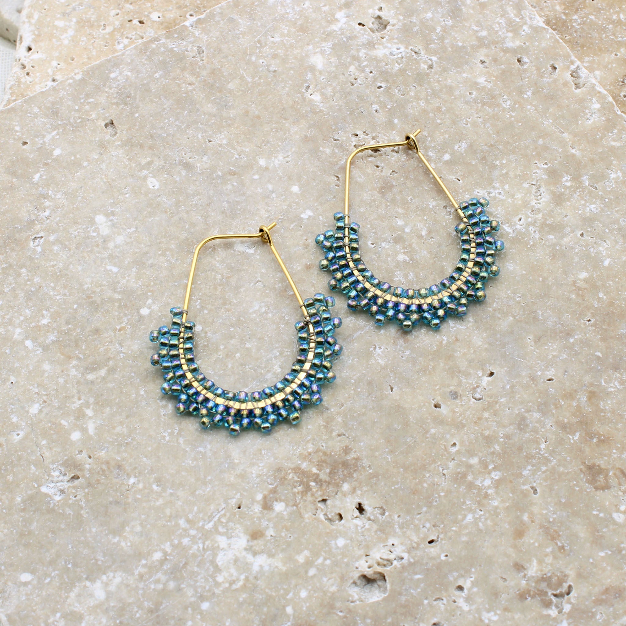 Aquamarine Gold Hoops
