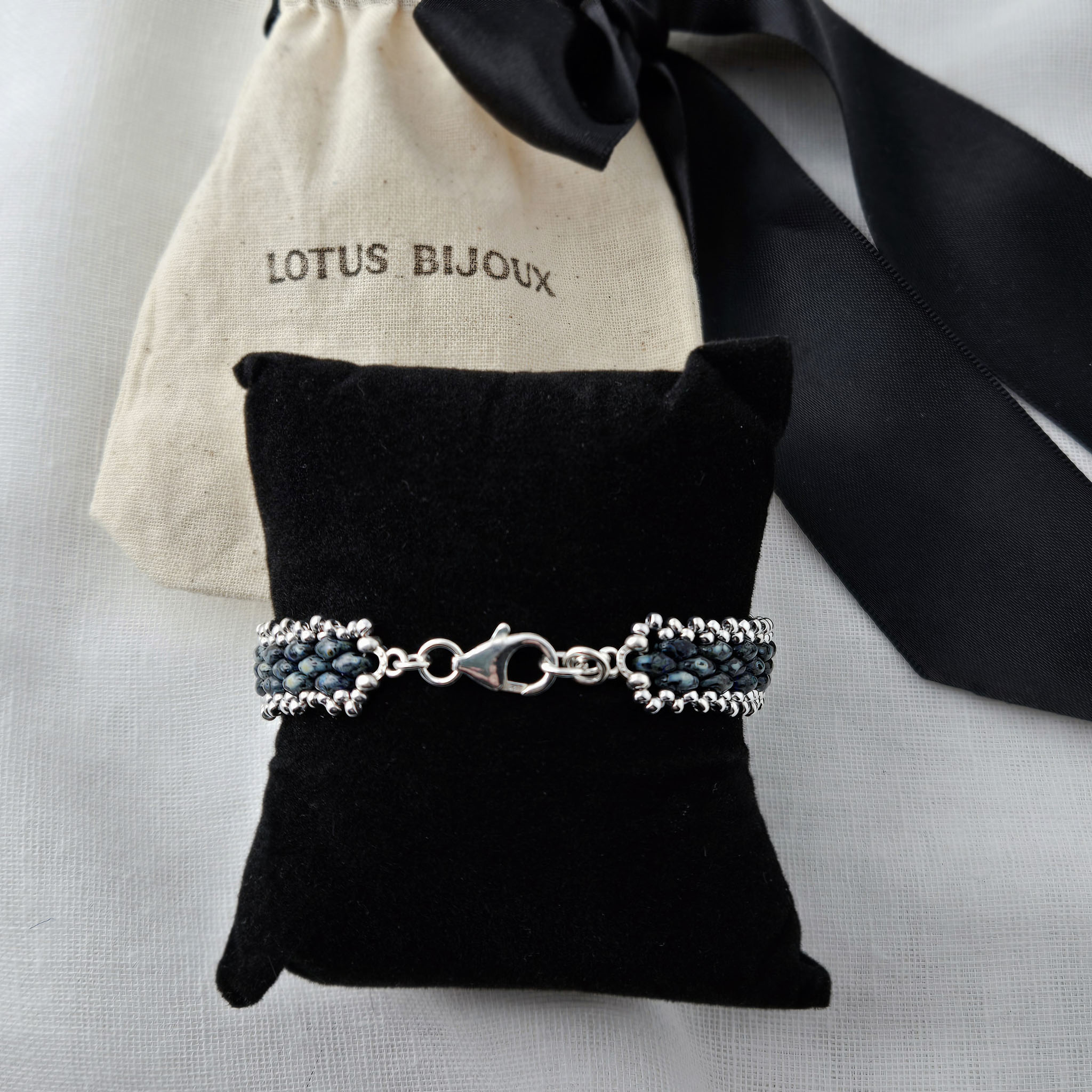 Blue Glass Flat Bracelet