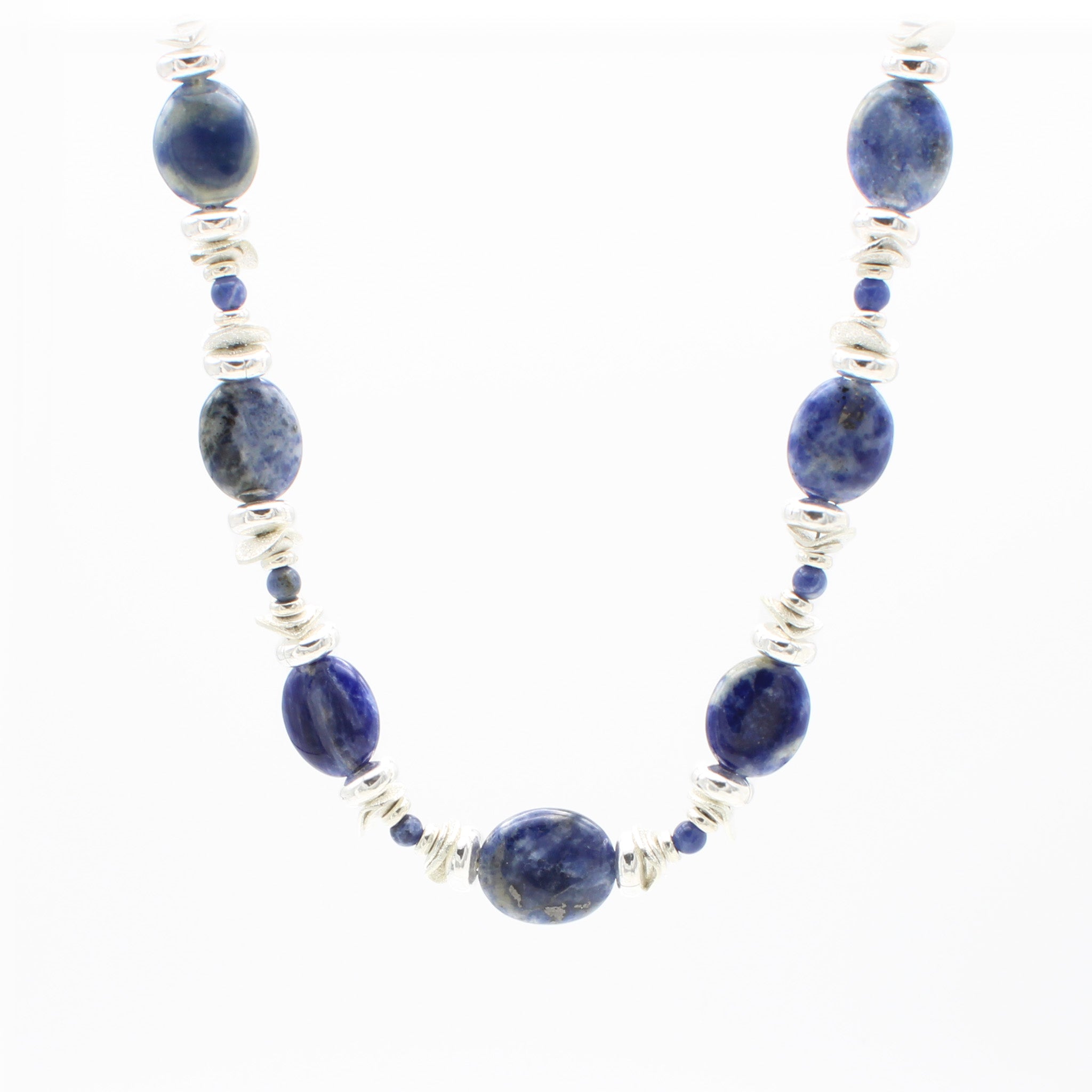Blue Sodalite gemstones with Silver Necklace