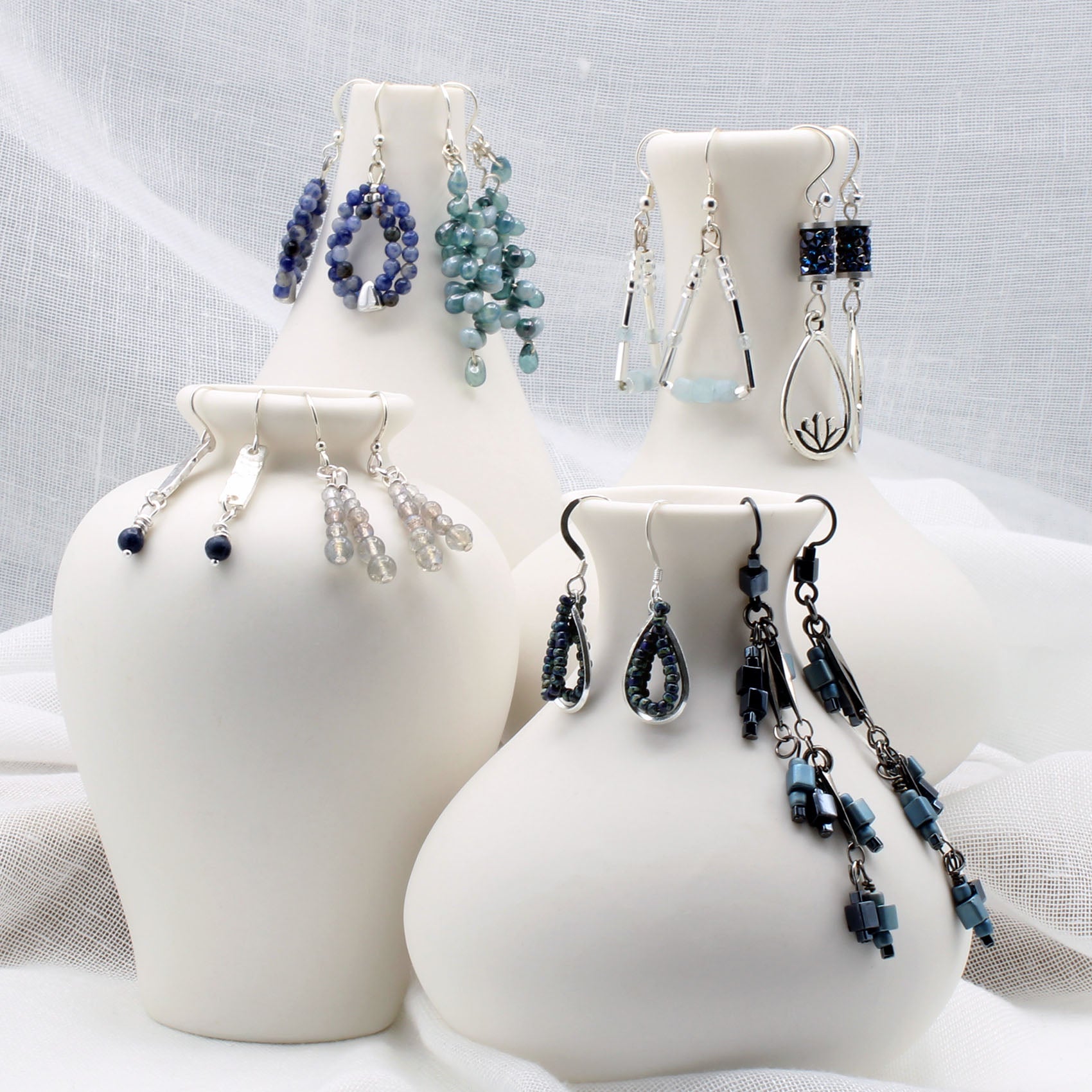 Steel Blue Cubes Earrings