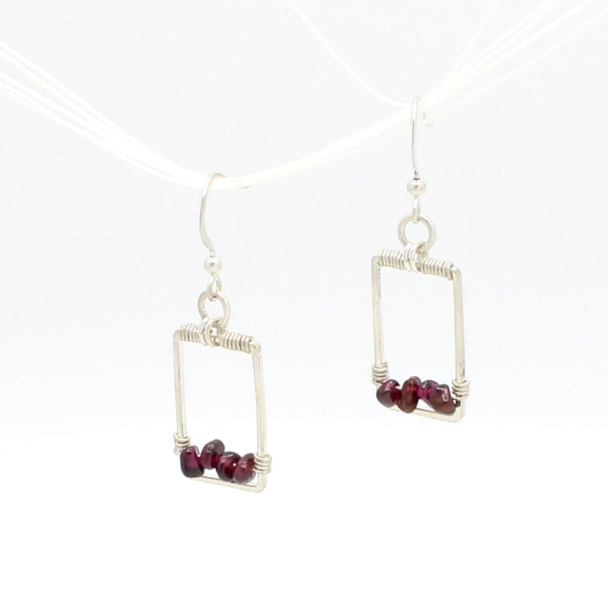 Handmade Garnet and Silver Earrings