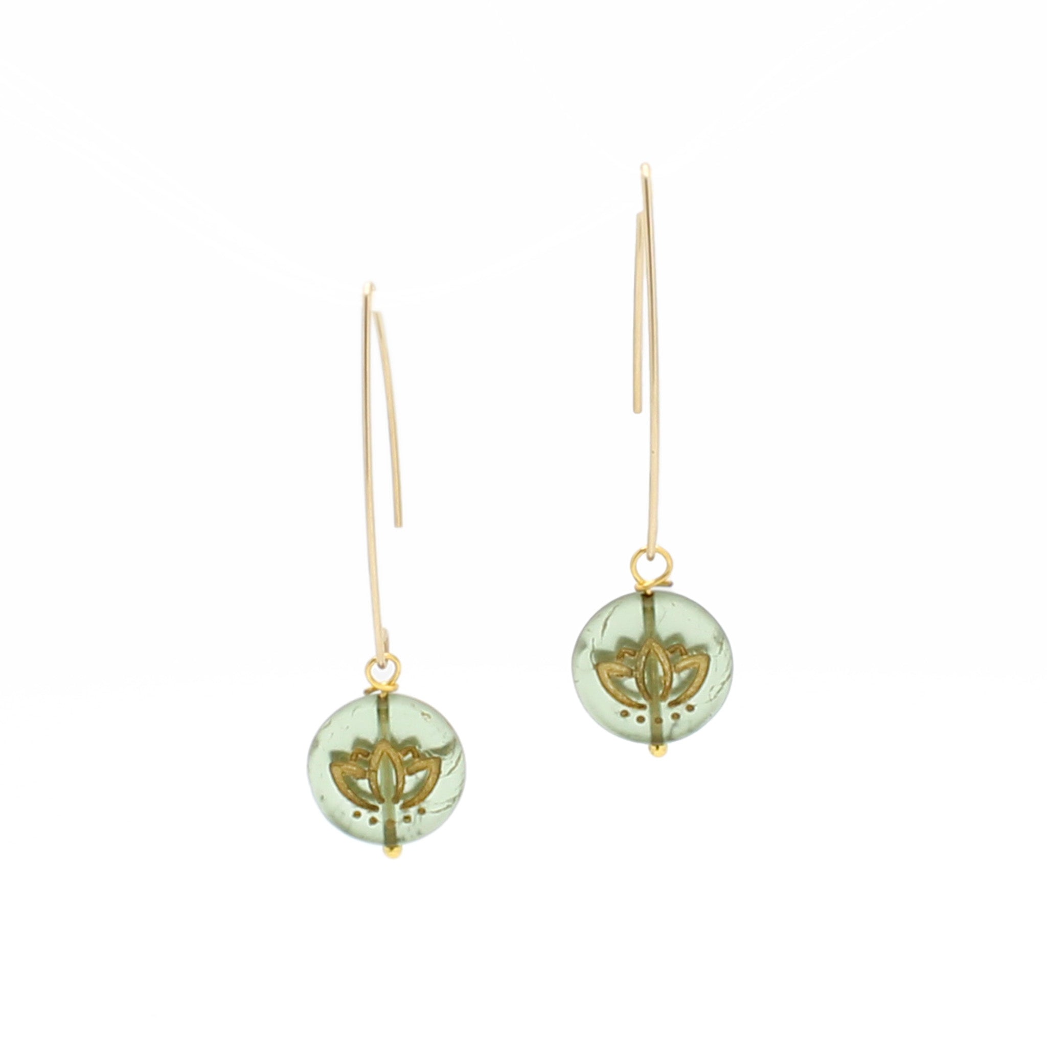 Gold Glass Lotus Earrings