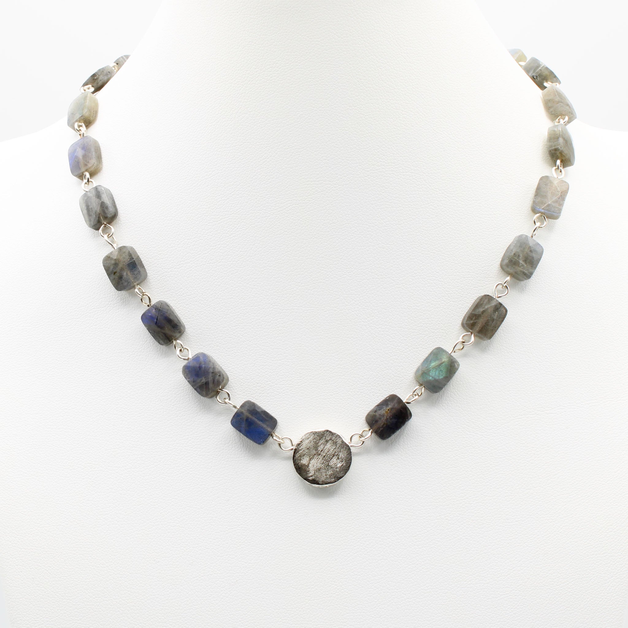 Uncut Labradorite buy and Moroccan Silver Necklace