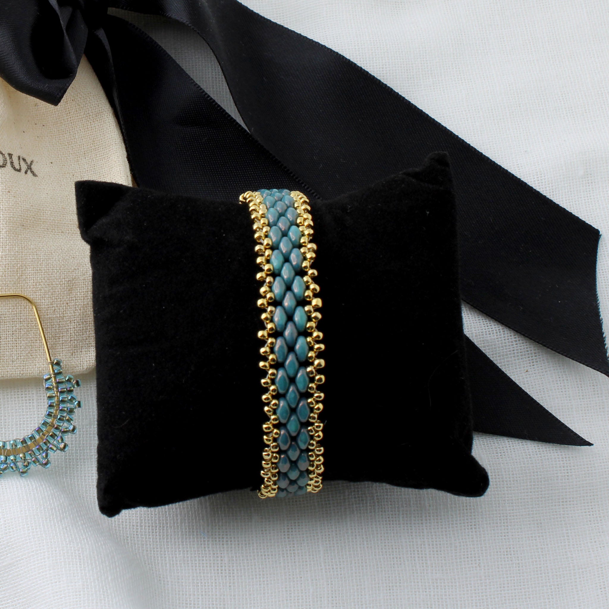 Aquamarine Glass Flat Bracelet