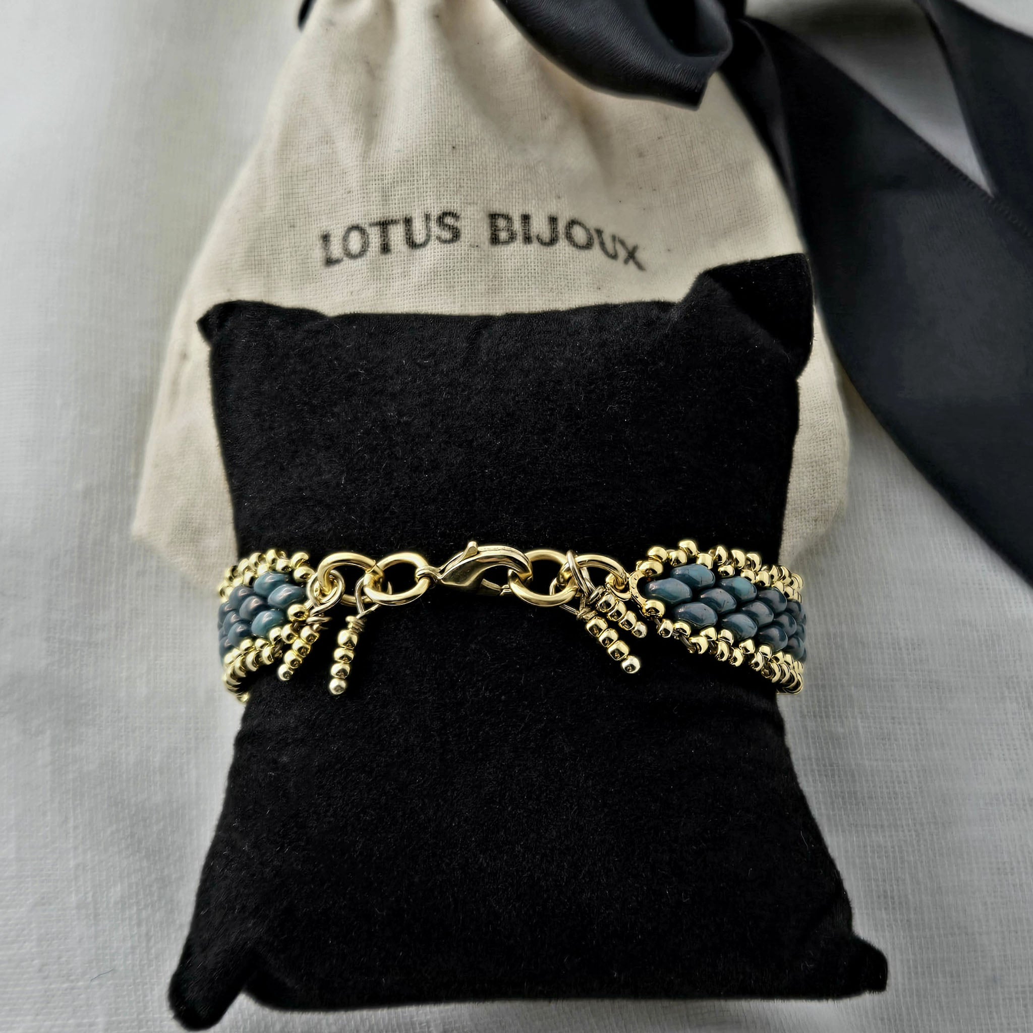 Aquamarine Glass Flat Bracelet