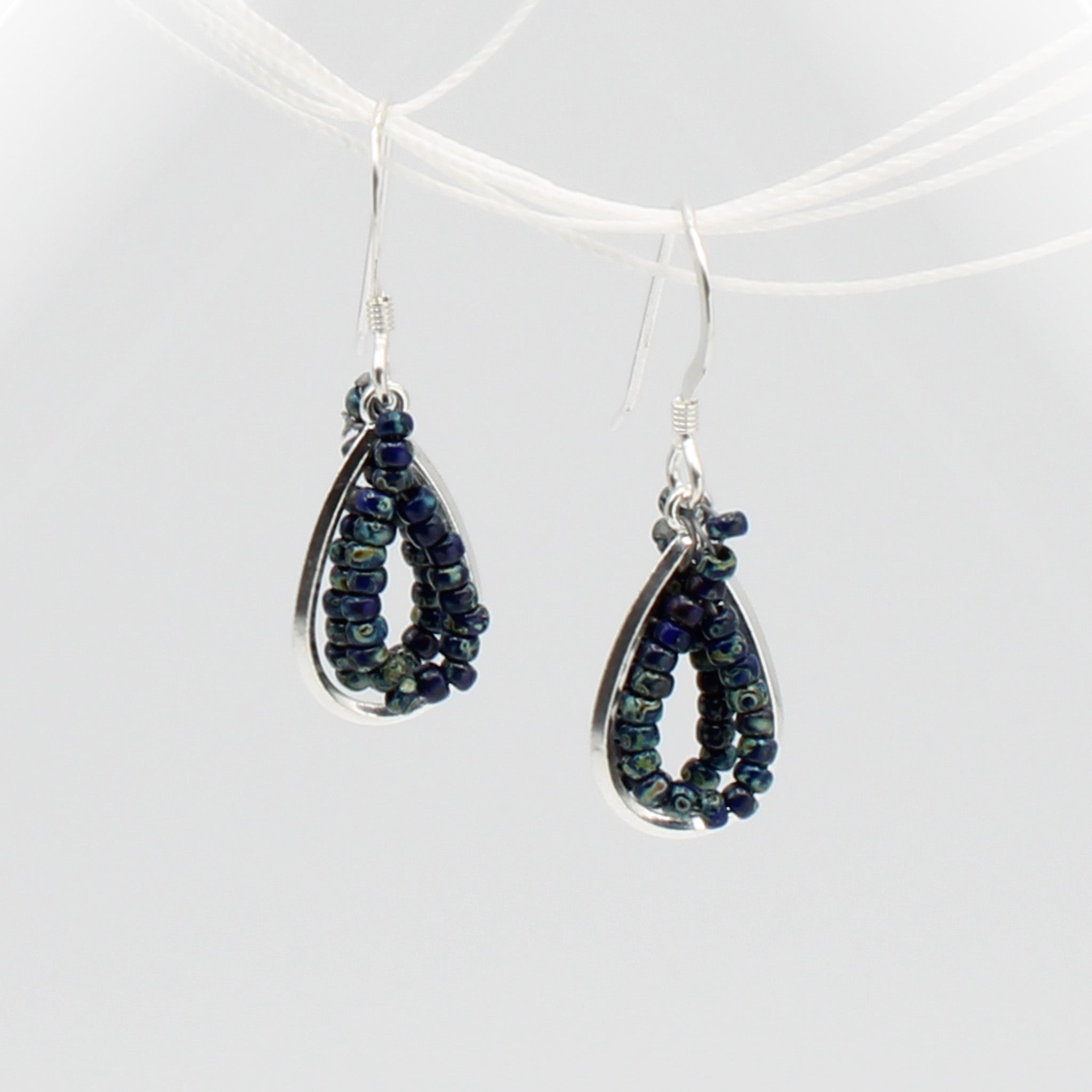 Cobalt Speckled Silver Earrings