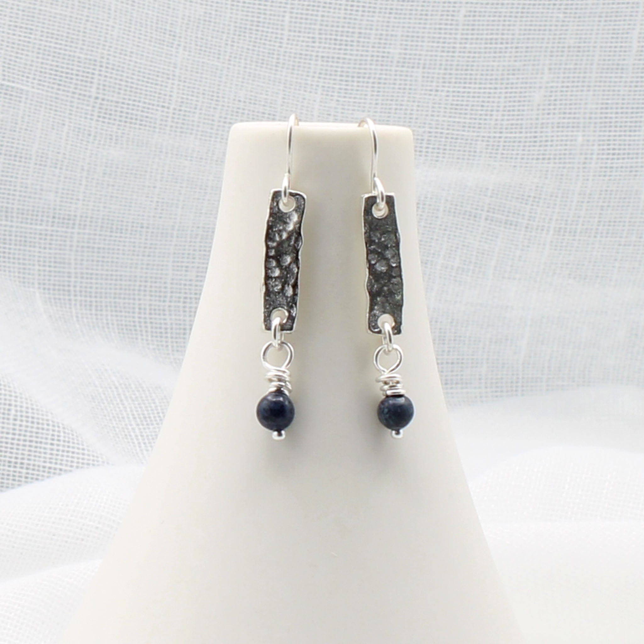 Handmade Silver and Dumortierite Earrings