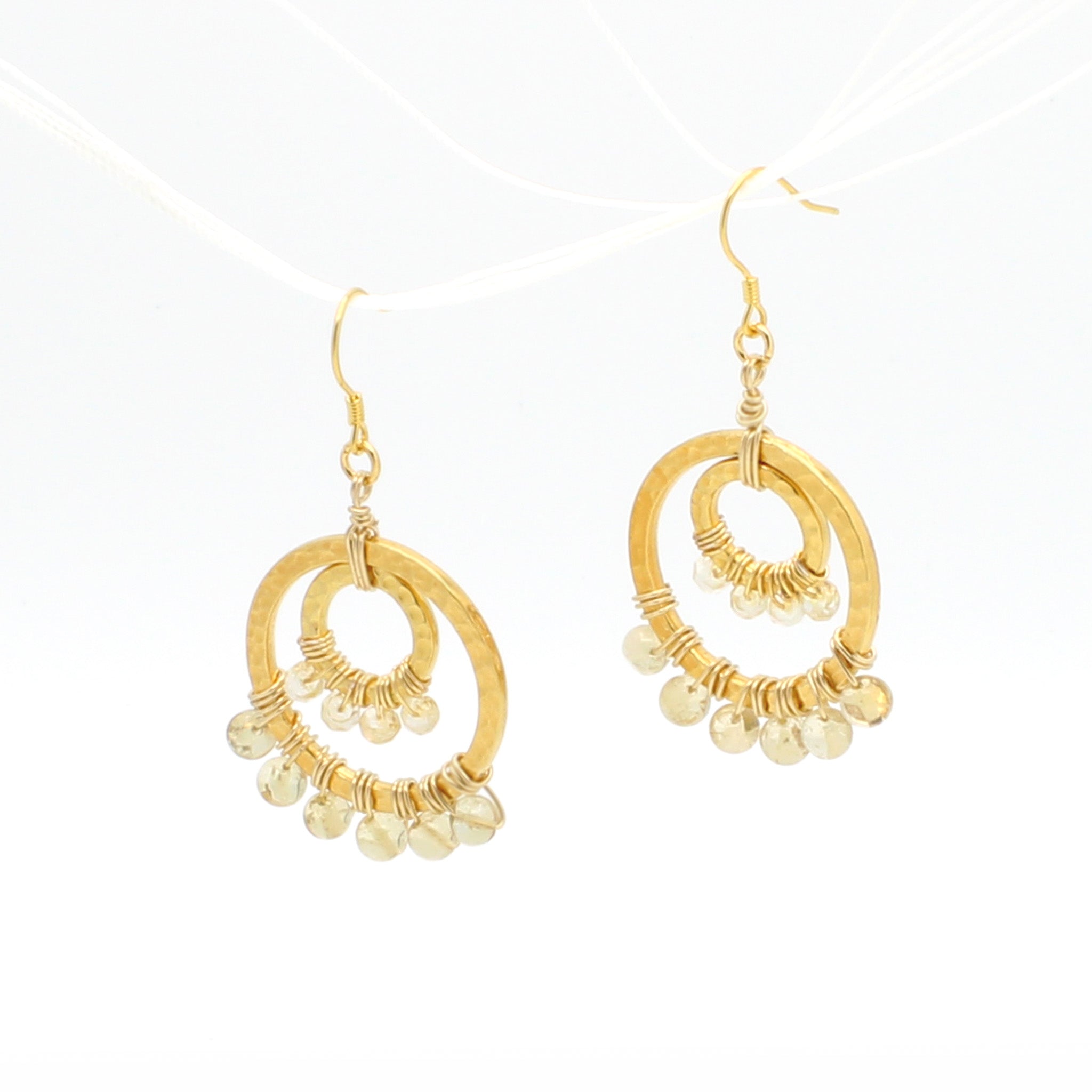 Double Loops Citrine Gold Earrings