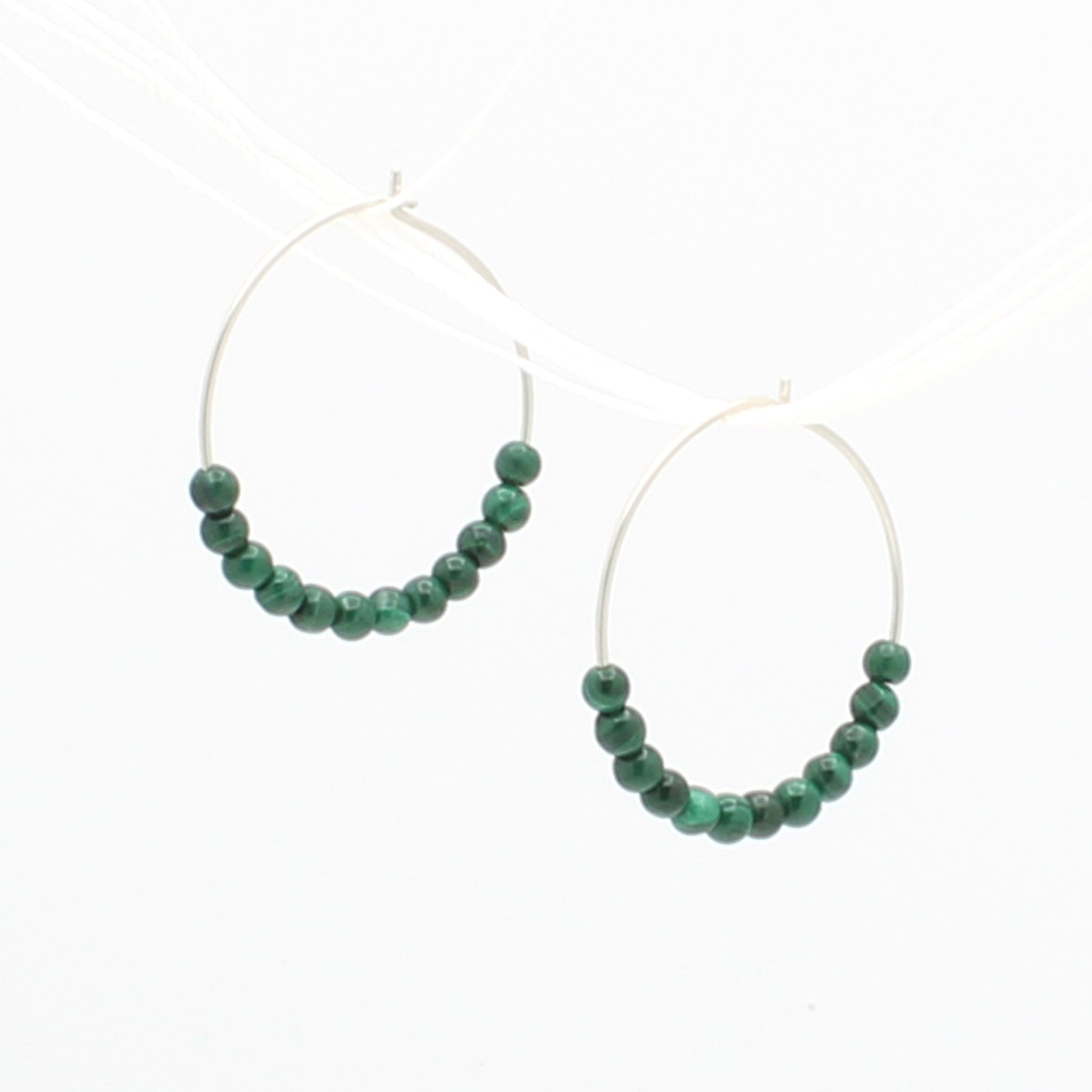 Malachite on Sterling Silver Hoops