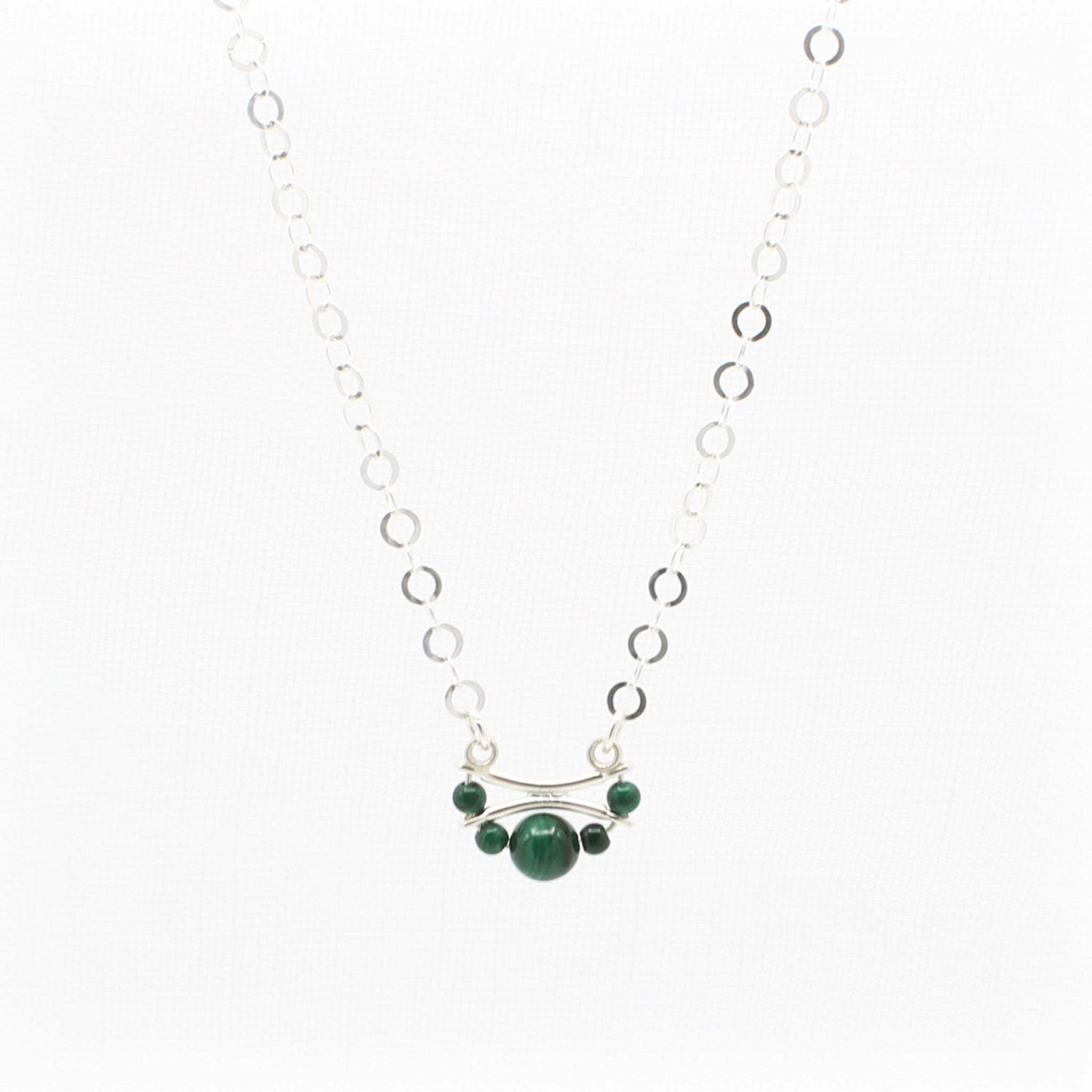 Green Malachite and Silver Necklace