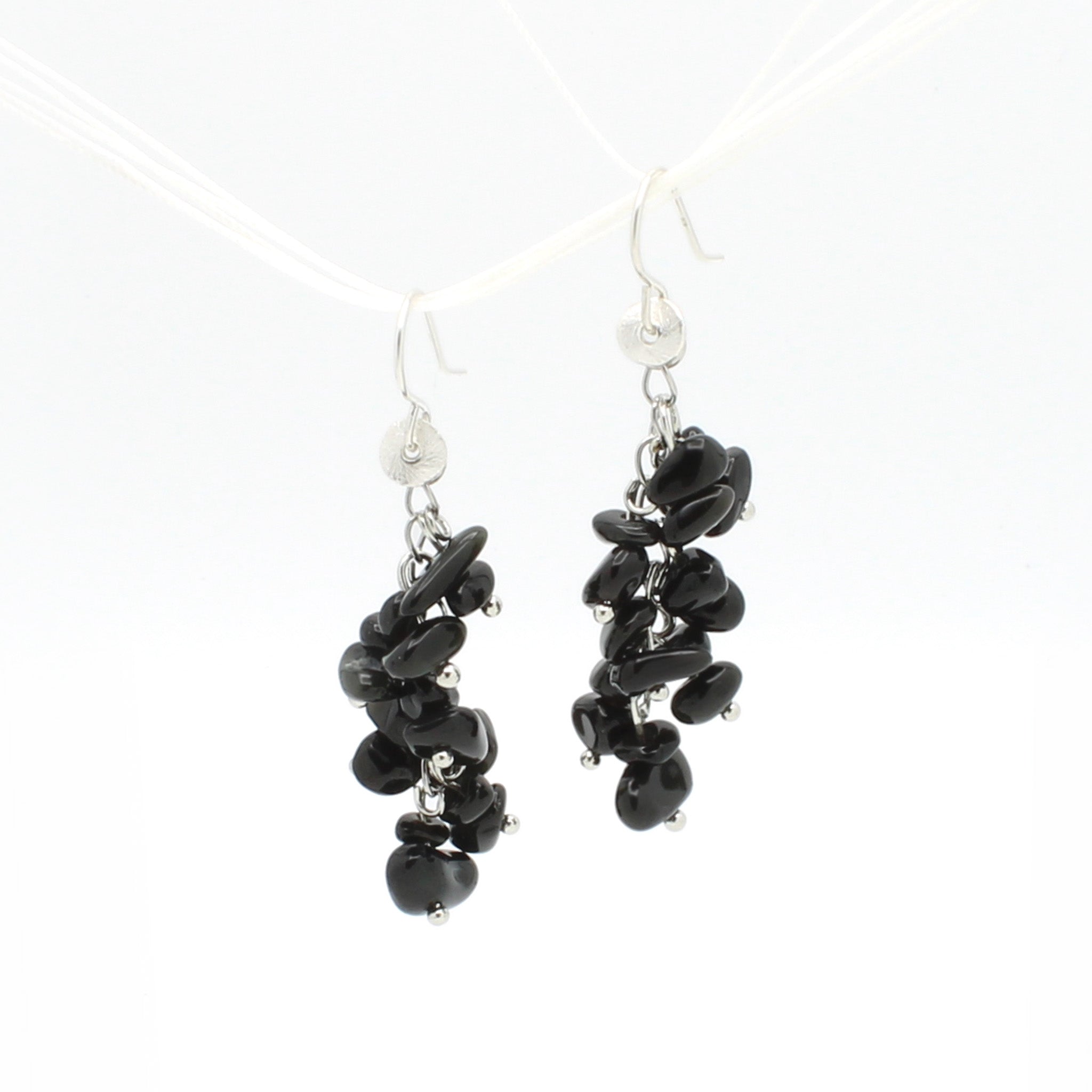 Obsidian cluster earrings